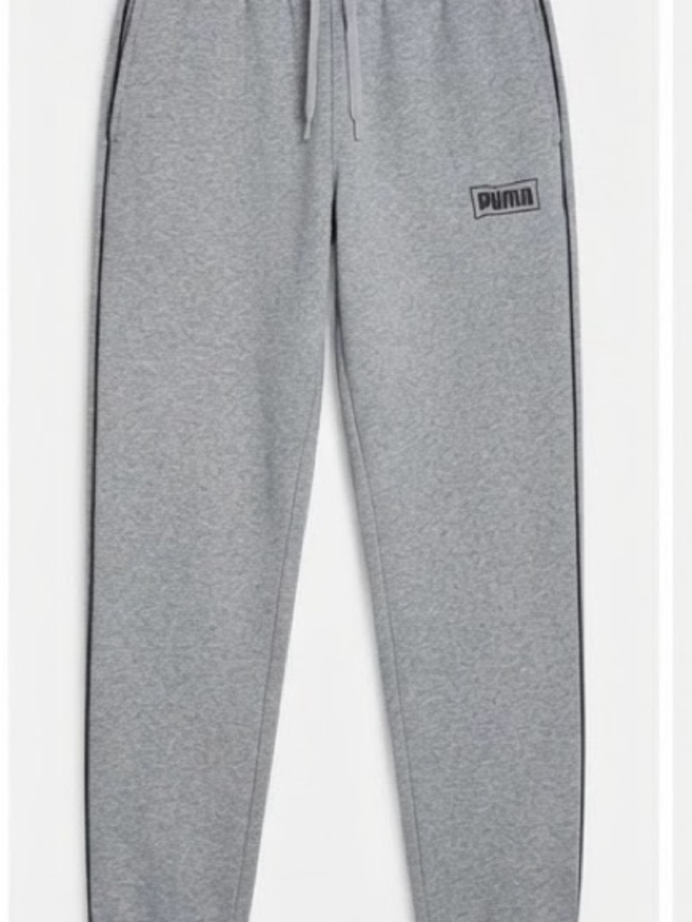 Puma Grey Men's Slim Fleece Joggers with Black Piping